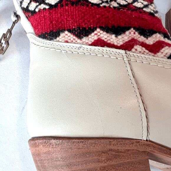 Cobra Society Handmade Alcazar Leather Wool Western Cowboy Boots Cream Red Sz 36 - Picture 9 of 12